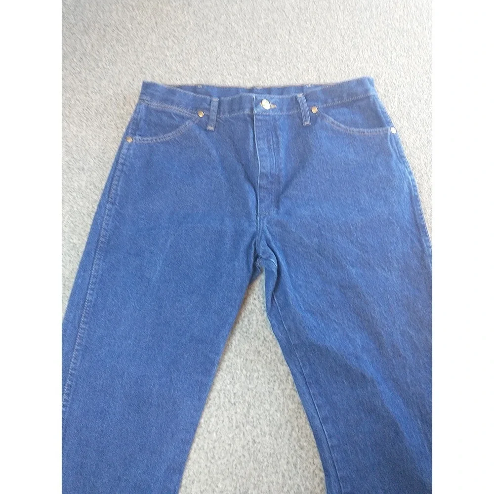 Wrangler Cowboy Cut Mens Jeans Indigo Blue Straight Leg Denim Pants 34x31